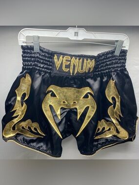 Venum Muay Thai Shorts Mens Large Black/Gold Boxing Thaiboxing MMA Bangkok